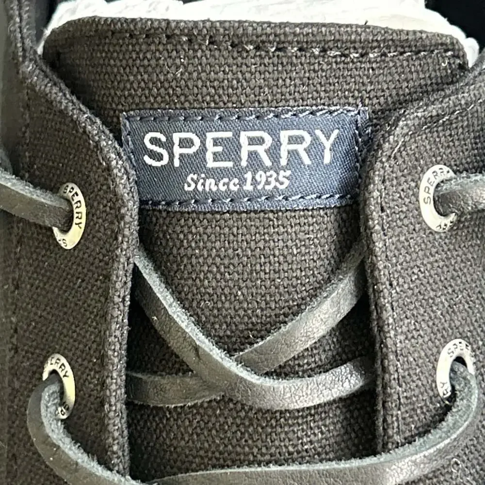 Sperry Crest Vibe Women 11 Canvas Boat Shoes Black White New In Box